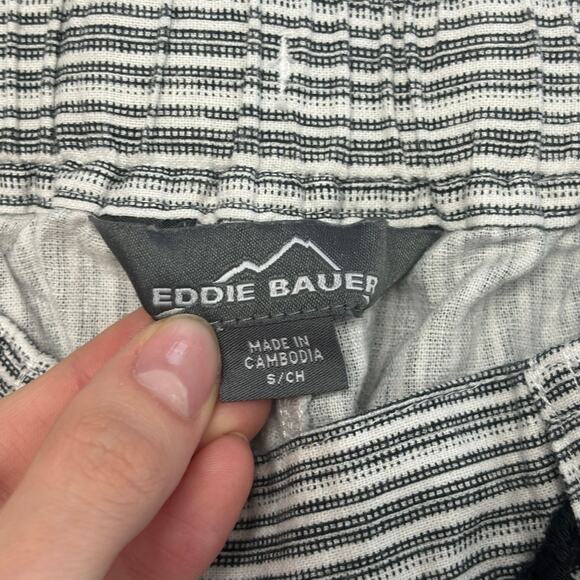 Eddie Bauer Briar White Black Womens Small Striped‎ Linen Blend Pull On Shorts - Picture 3 of 11